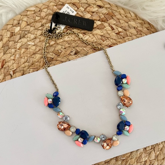 J CREW NWT Crystal Paint Party Necklace • Spring Pastel Jeweled Stone Princess - Picture 6 of 10